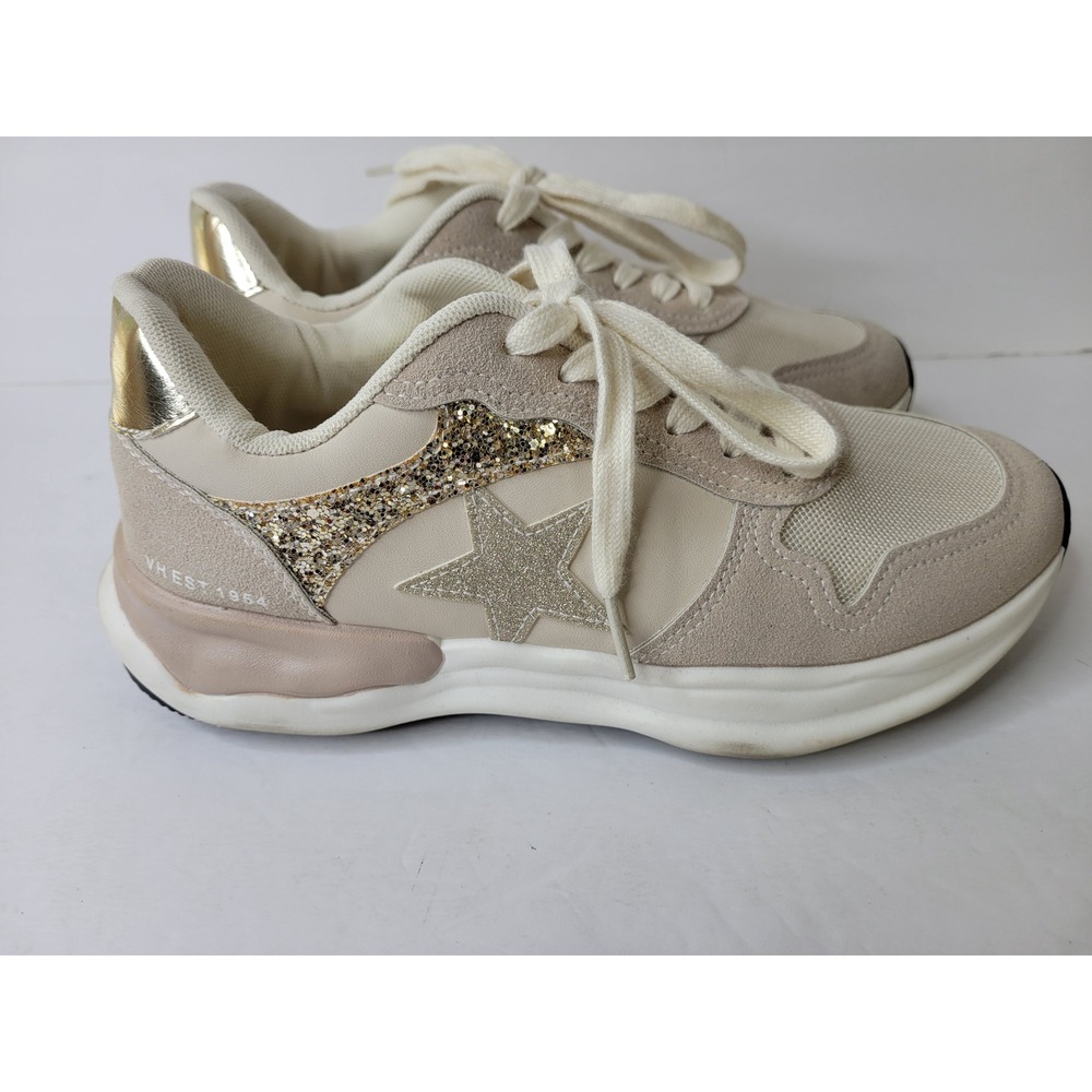 Vintage Havana VH Est 1954 Beige Gold Glitter Star Mesh Low Top Sneakers 8.5